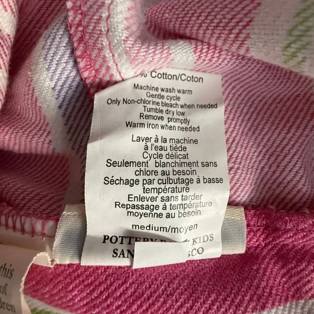 Pottery Barn Kids pink stripe bundle 1 hamper liner, 1 curtain, 2 basket liners